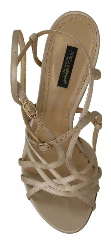 Sandales à talons et bride cheville en soie dorée Dolce & Gabbana