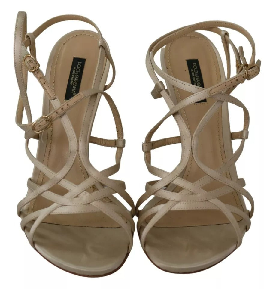 Sandales à talons et bride cheville en soie dorée Dolce & Gabbana