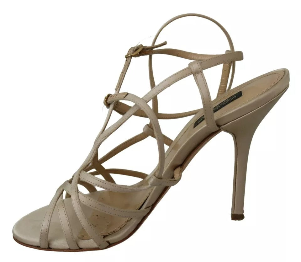 Sandales à talons et bride cheville en soie dorée Dolce & Gabbana