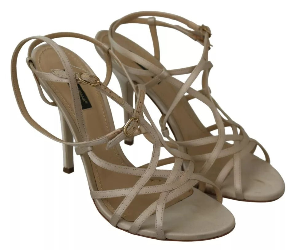 Sandales à talons et bride cheville en soie dorée Dolce & Gabbana
