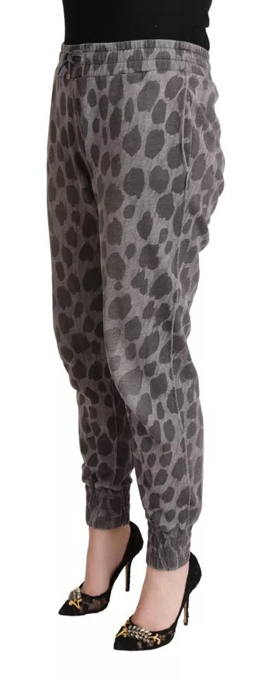 Dolce & Gabbana Gray Leopard Print Sweatpants Jogger Pants by Dolce & Gabbana