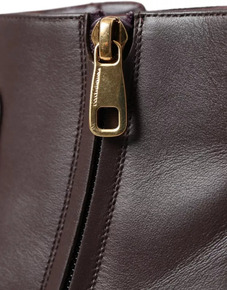 Bottines plates AMORE en cuir marron Dolce & Gabbana