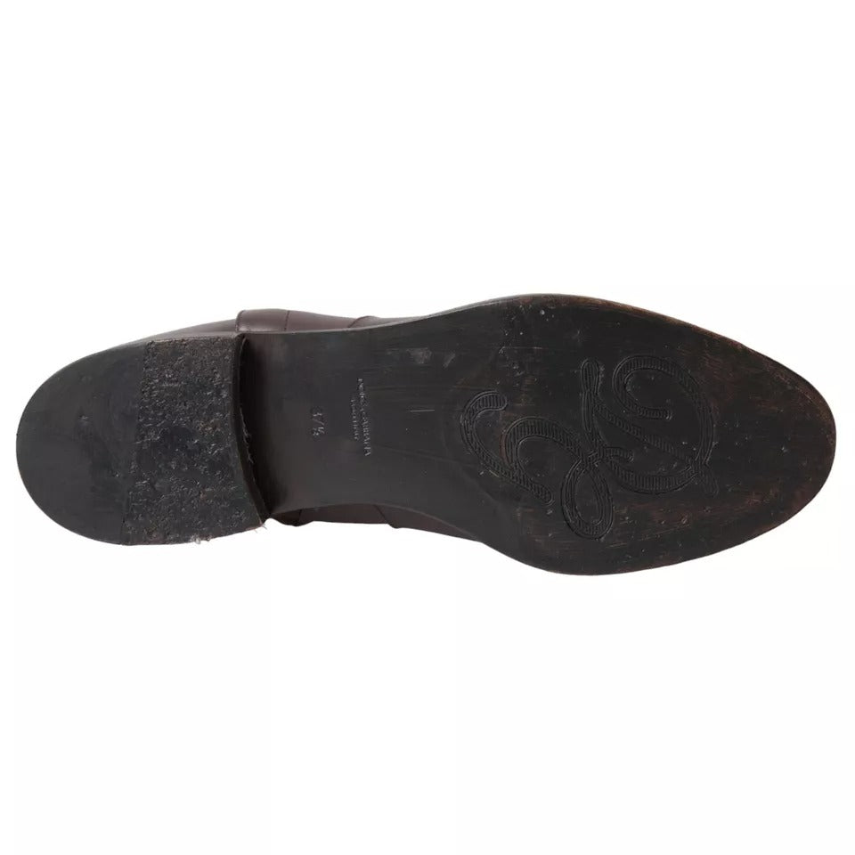 Bottines plates AMORE en cuir marron Dolce & Gabbana