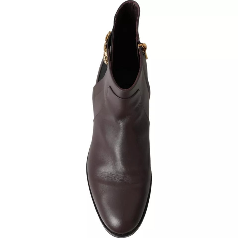 Bottines plates AMORE en cuir marron Dolce & Gabbana