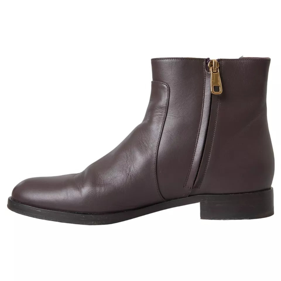 Bottines plates AMORE en cuir marron Dolce & Gabbana