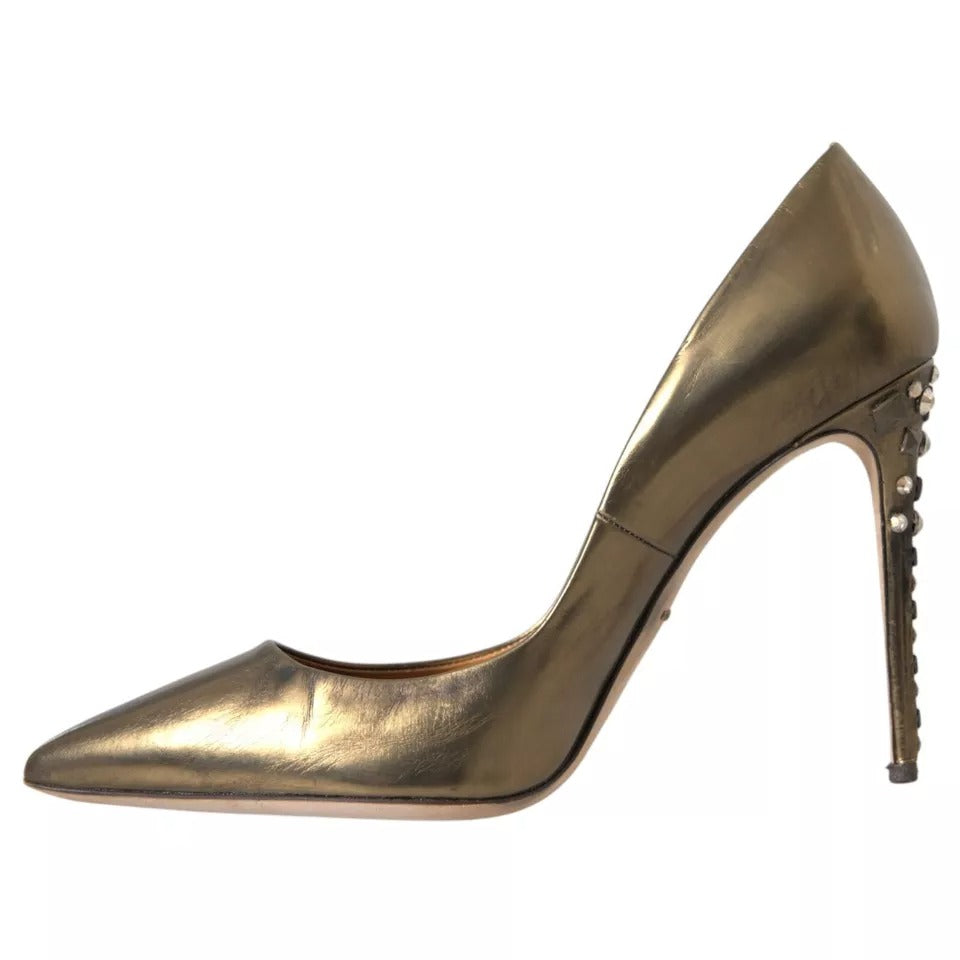 Escarpins à talons en cuir bronze Dolce & Gabbana