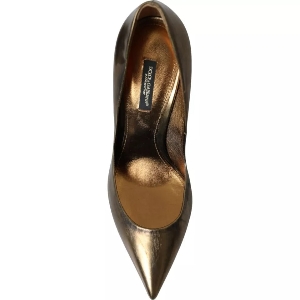 Escarpins à talons en cuir bronze Dolce & Gabbana