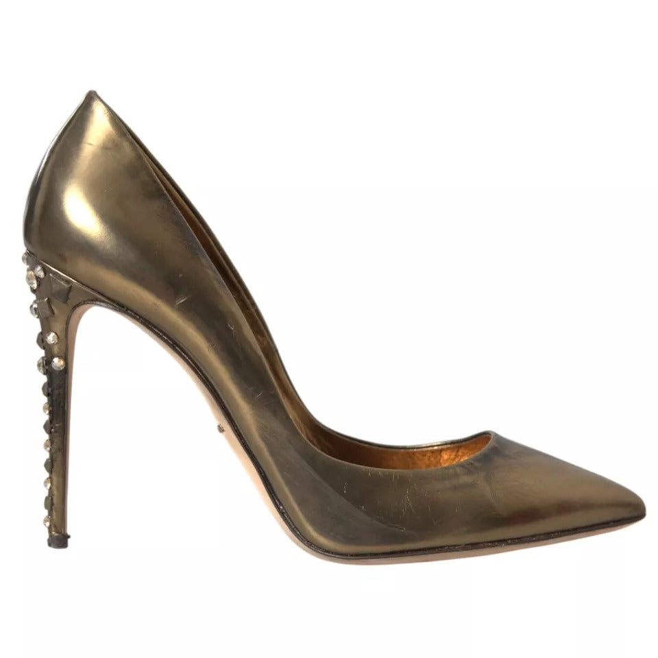 Escarpins à talons en cuir bronze Dolce & Gabbana