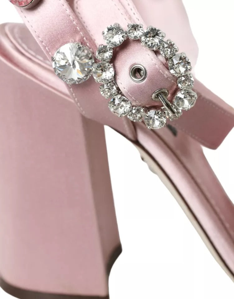 Sandales Dolce & Gabbana à plumes de dinde roses et cristaux