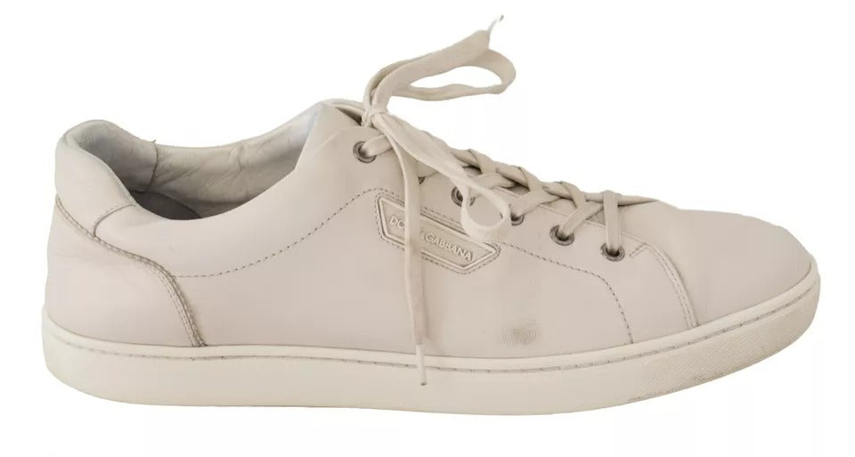 Dolce & Gabbana White Casual Leather Logo Men Sneakers Shoes by Dolce & Gabbana