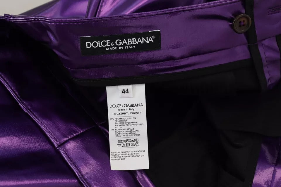 Dolce & Gabbana Purple Shining Men Casual Pants by Dolce & Gabbana