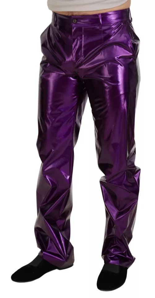 Dolce & Gabbana Purple Shining Men Casual Pants by Dolce & Gabbana
