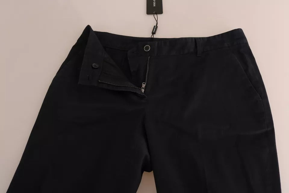 Dolce & Gabbana Black Cotton Cropped Capri Pants by Dolce & Gabbana