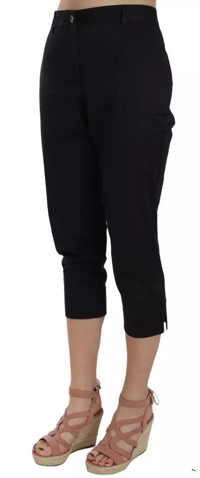 Dolce & Gabbana Black Cotton Cropped Capri Pants by Dolce & Gabbana