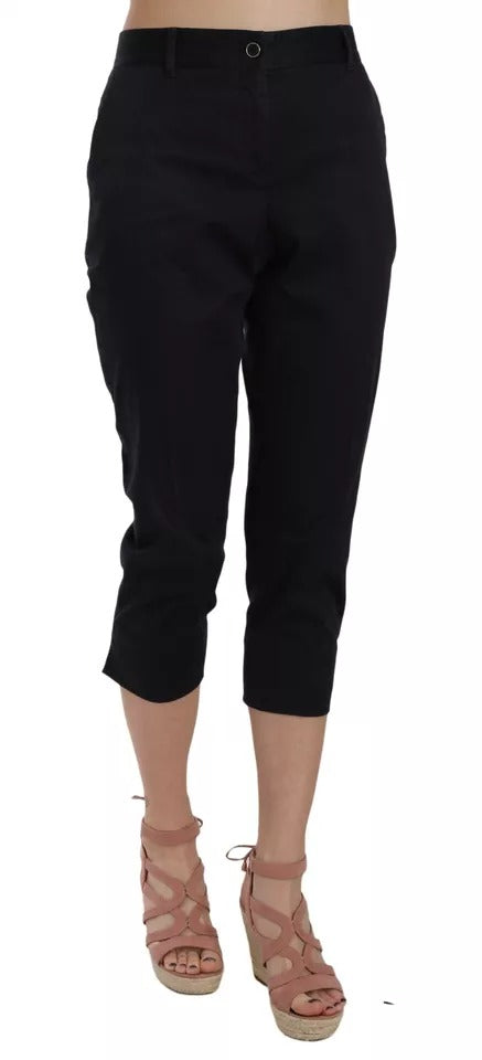 Dolce & Gabbana Black Cotton Cropped Capri Pants by Dolce & Gabbana