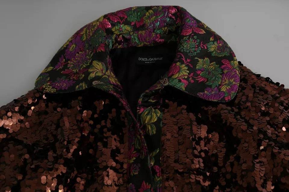 Dolce & Gabbana Manteau long à paillettes multicolores Veste jacquard