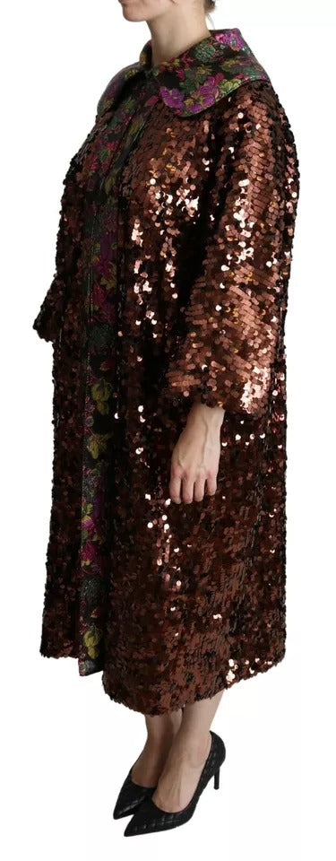 Dolce & Gabbana Manteau long à paillettes multicolores Veste jacquard