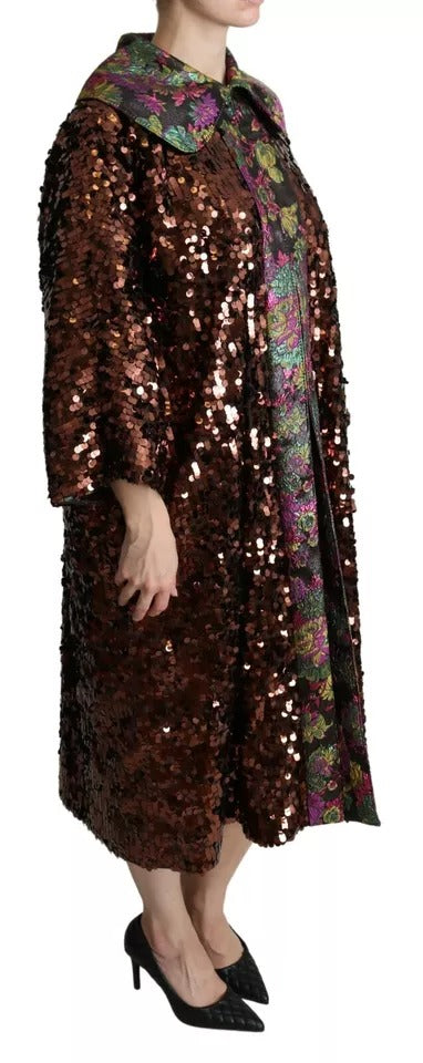 Dolce & Gabbana Manteau long à paillettes multicolores Veste jacquard