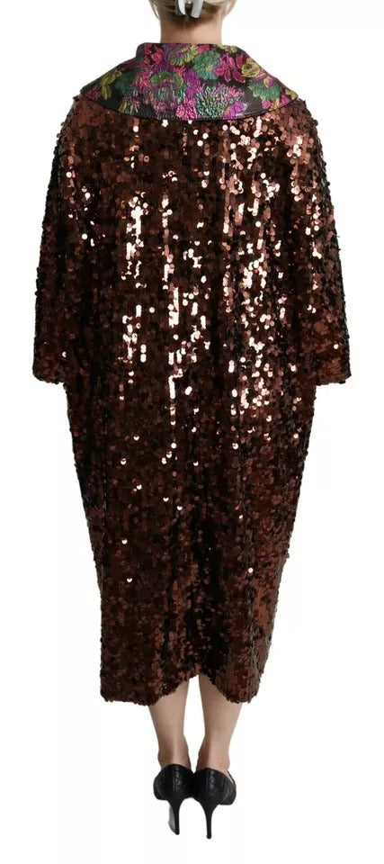 Dolce & Gabbana Manteau long à paillettes multicolores Veste jacquard