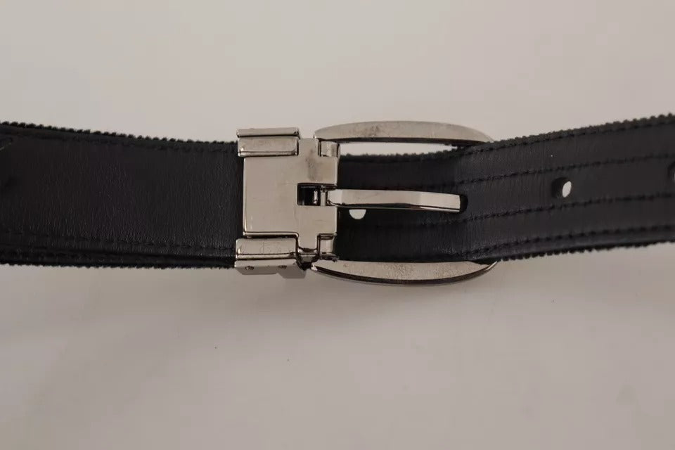 Ceinture Dolce & Gabbana en velours noir avec boucle logo en métal argenté