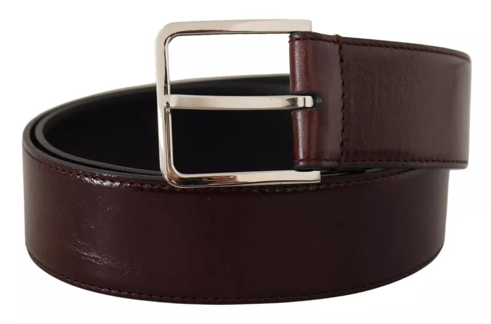 Ceinture Dolce & Gabbana en cuir marron foncé avec boucle en métal gravée du logo