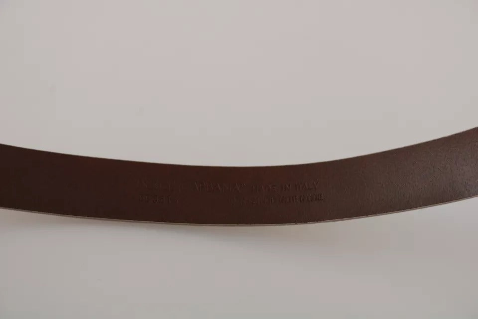 Ceinture en cuir beige crème Dolce & Gabbana avec boucle dorée