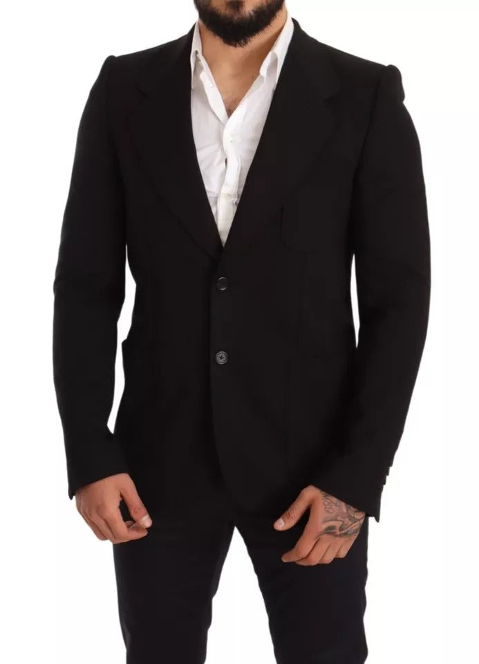 Dolce & Gabbana - Veste-manteau slim en laine noire