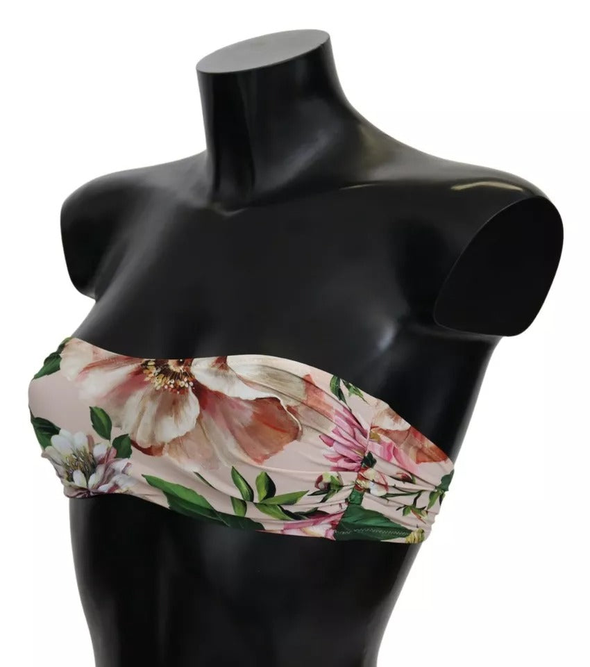 Haut de bikini de plage à imprimé floral rose Dolce & Gabbana