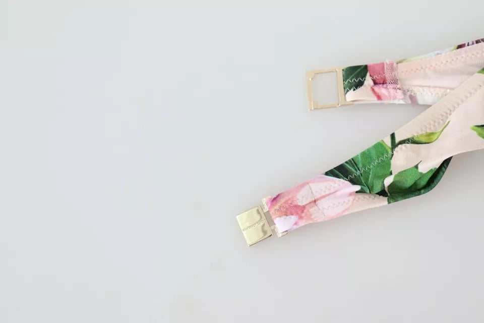 Haut de bikini de plage à imprimé floral rose Dolce & Gabbana