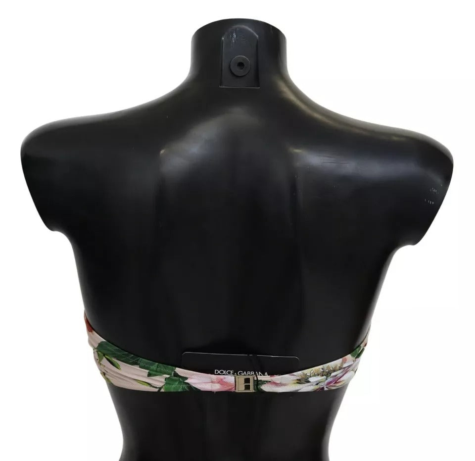 Haut de bikini de plage à imprimé floral rose Dolce & Gabbana