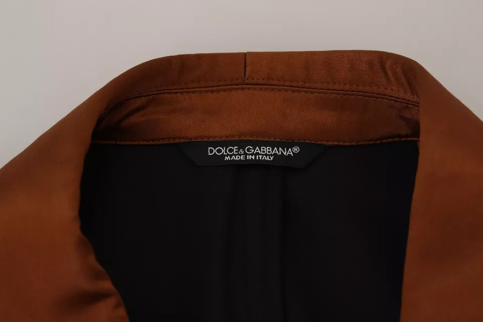 Blazer slim en soie à imprimé singe bronze Dolce & Gabbana