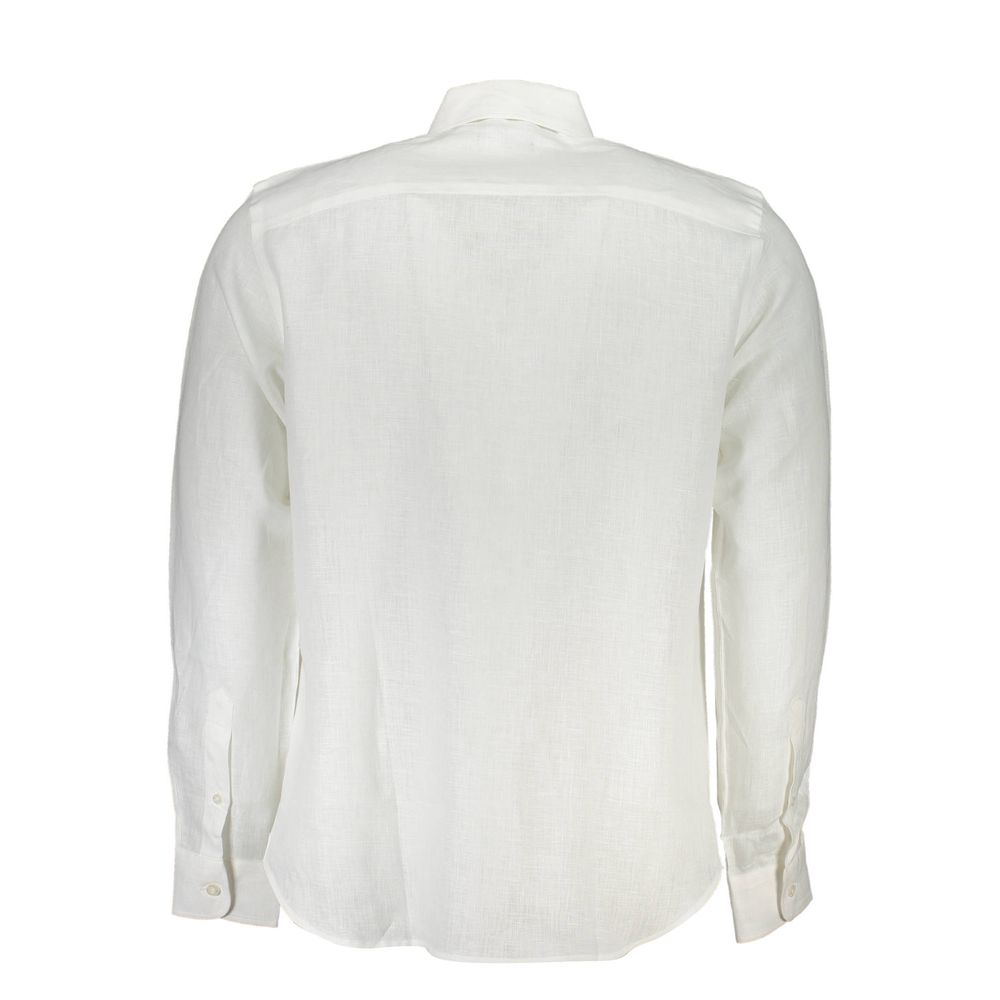 North Sails Elegant White Linen Long-Sleeved Shirt by North Sails