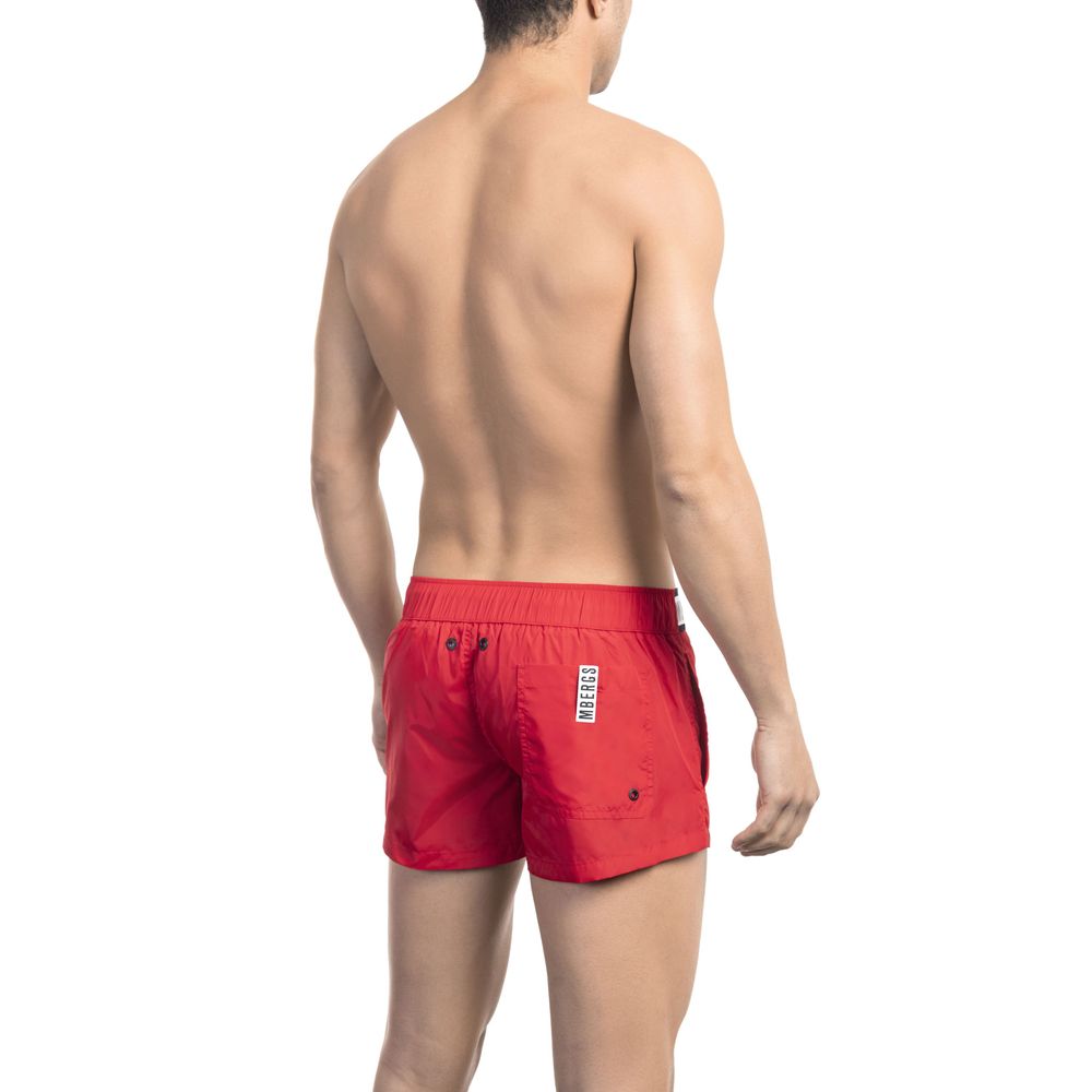 Short de bain Bikkembergs en polyamide rouge pour homme