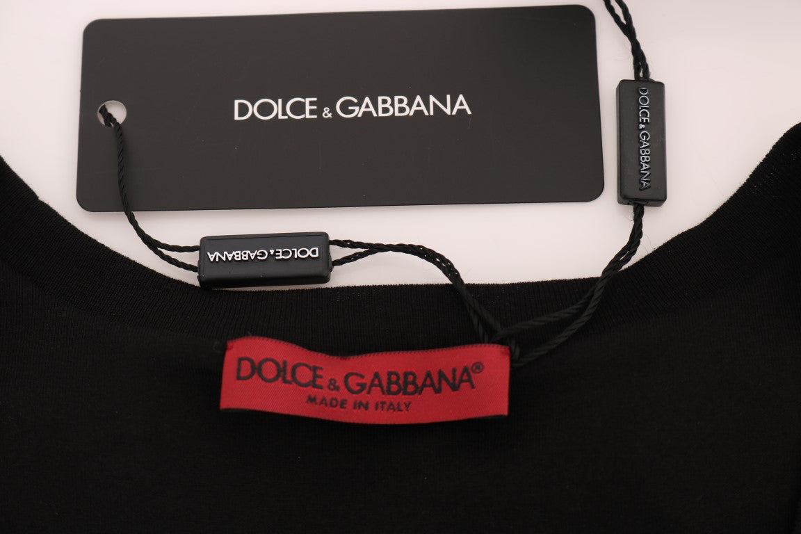 Chemisier caraco noir à fleurs et paillettes Dolce & Gabbana