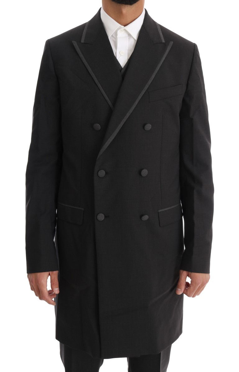 Costume croisé gris élégant en laine Dolce & Gabbana