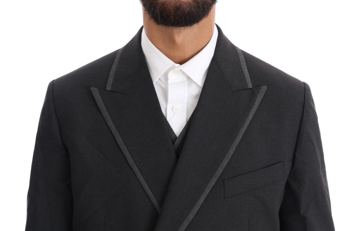 Costume croisé gris élégant en laine Dolce & Gabbana