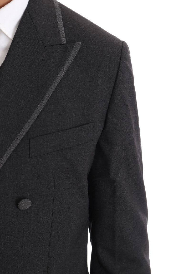 Costume croisé gris élégant en laine Dolce & Gabbana