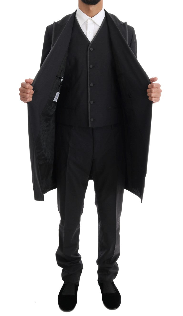 Costume croisé gris élégant en laine Dolce & Gabbana