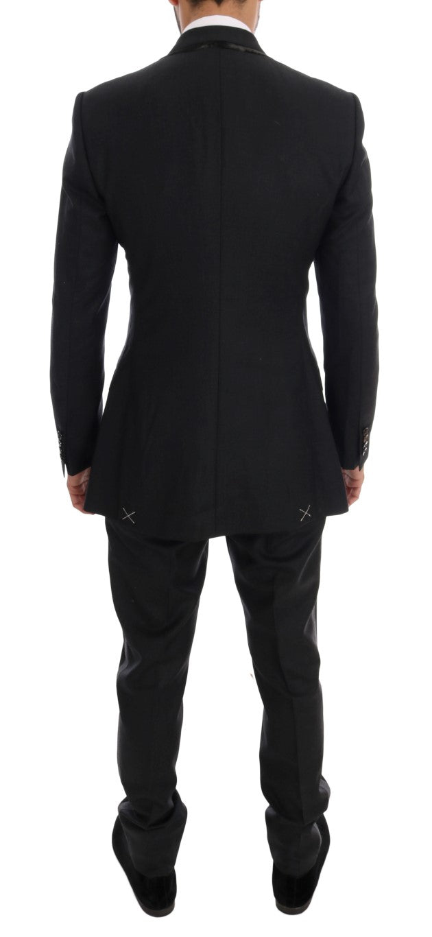 Costume croisé gris élégant en laine Dolce & Gabbana