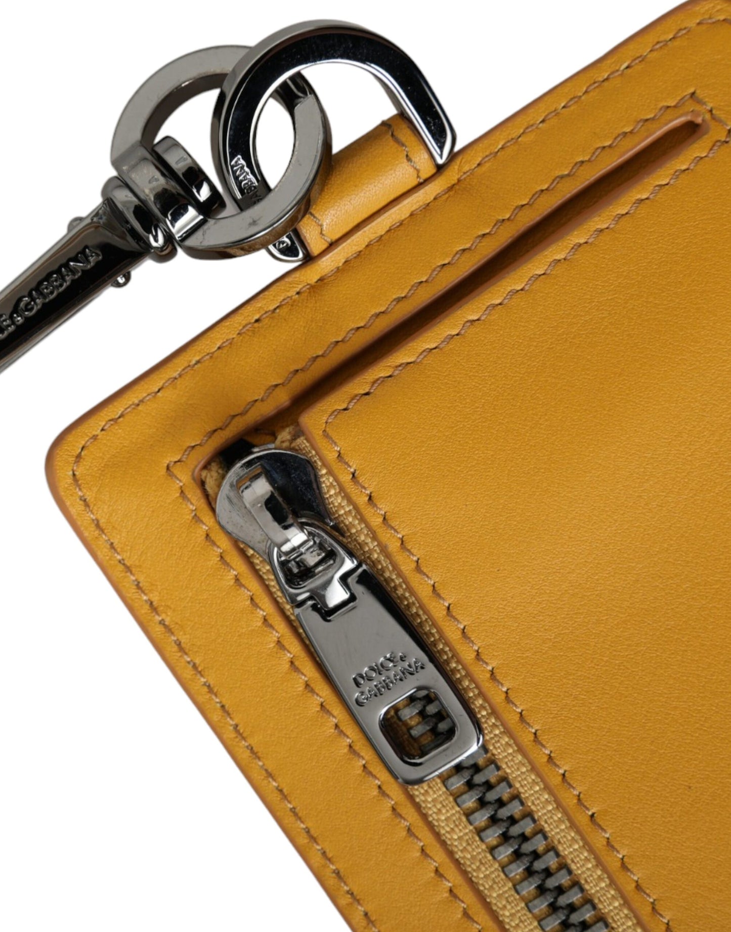 Portefeuille à clip Dolce & Gabbana en cuir de veau orange