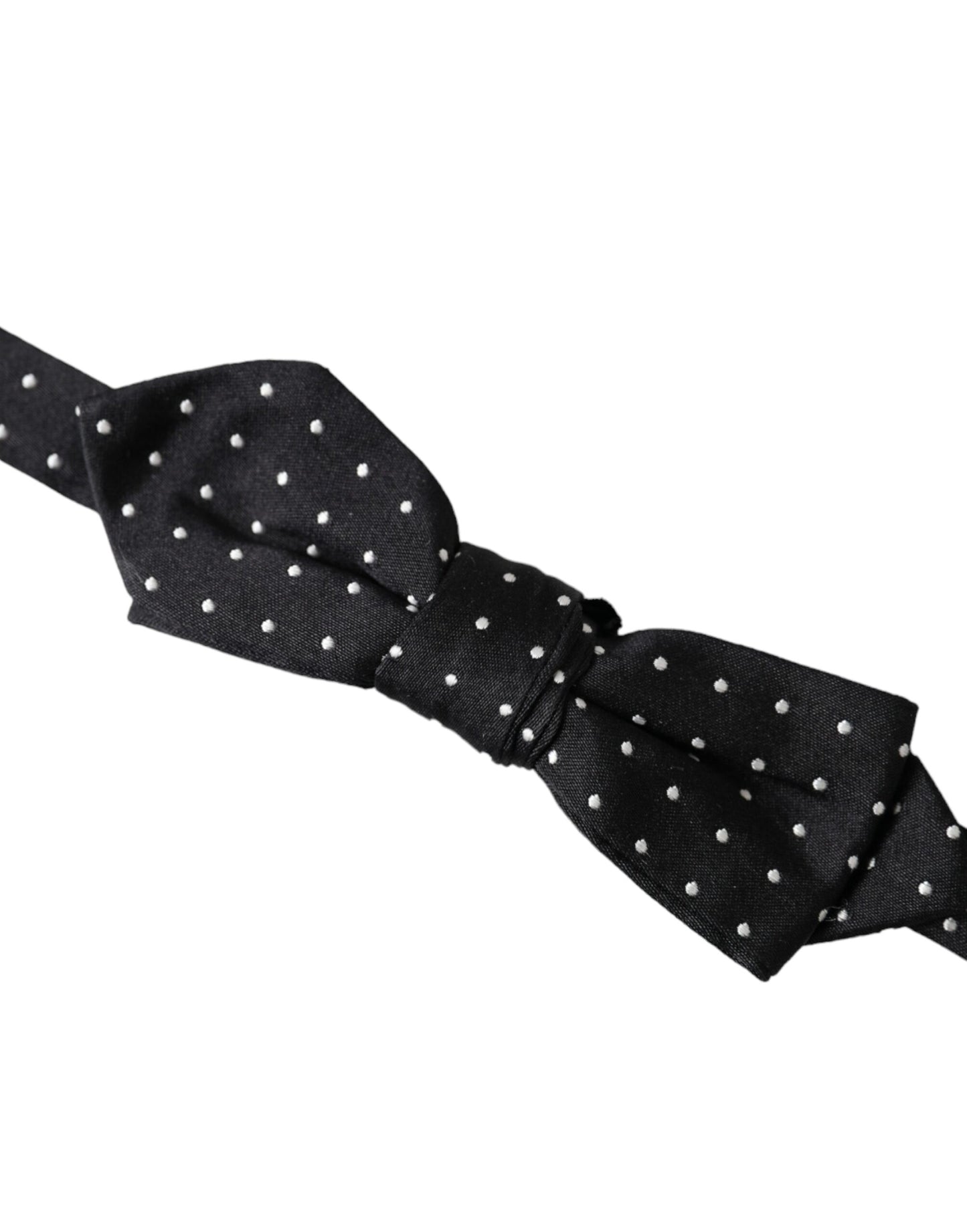 Nœud papillon ajustable en soie noire à pois Dolce & Gabbana pour homme