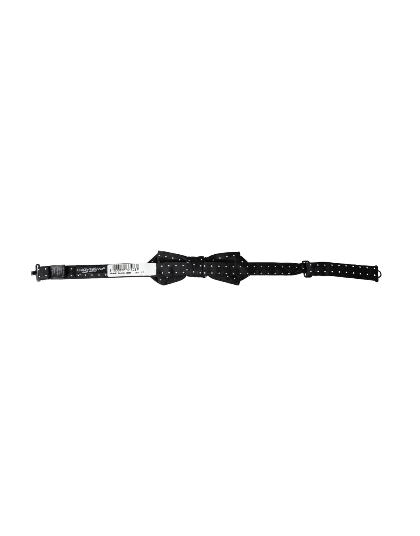 Nœud papillon ajustable en soie noire à pois Dolce & Gabbana pour homme