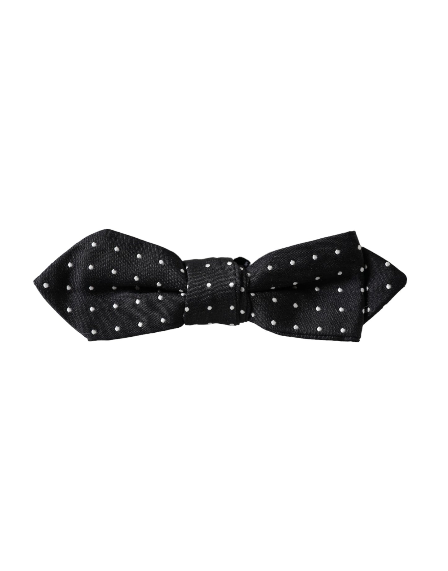 Nœud papillon ajustable en soie noire à pois Dolce & Gabbana pour homme