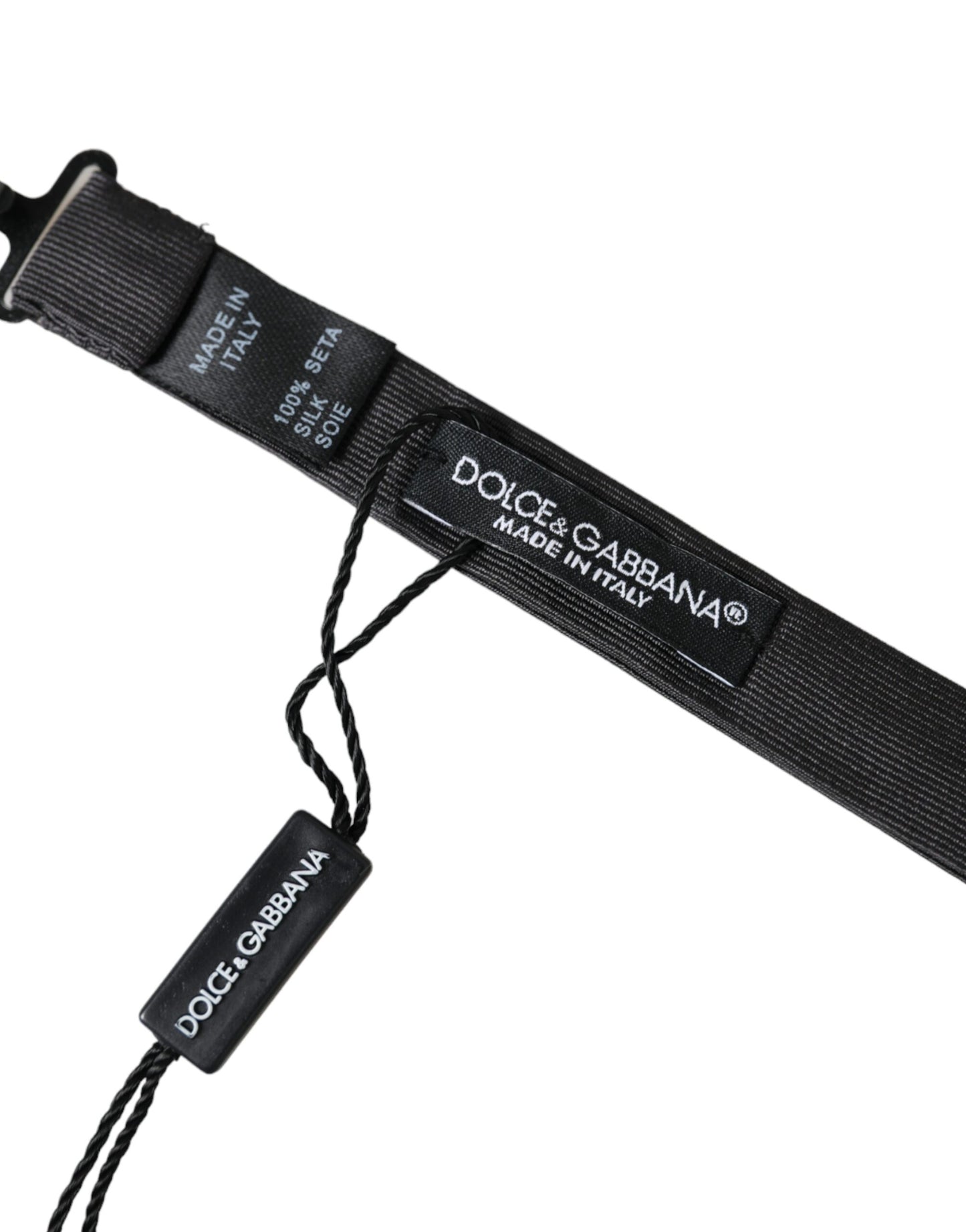 Nœud papillon ajustable en soie noire Dolce & Gabbana pour homme