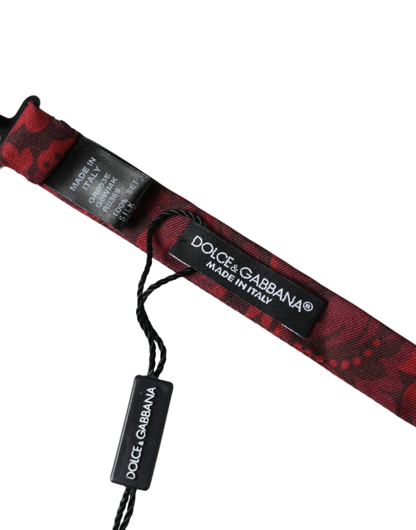 Nœud papillon ajustable en soie rouge à fleurs Dolce & Gabbana pour homme