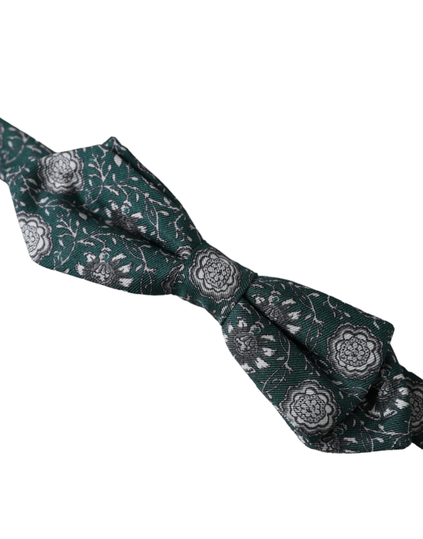Nœud papillon ajustable en soie verte à fleurs Dolce & Gabbana pour homme