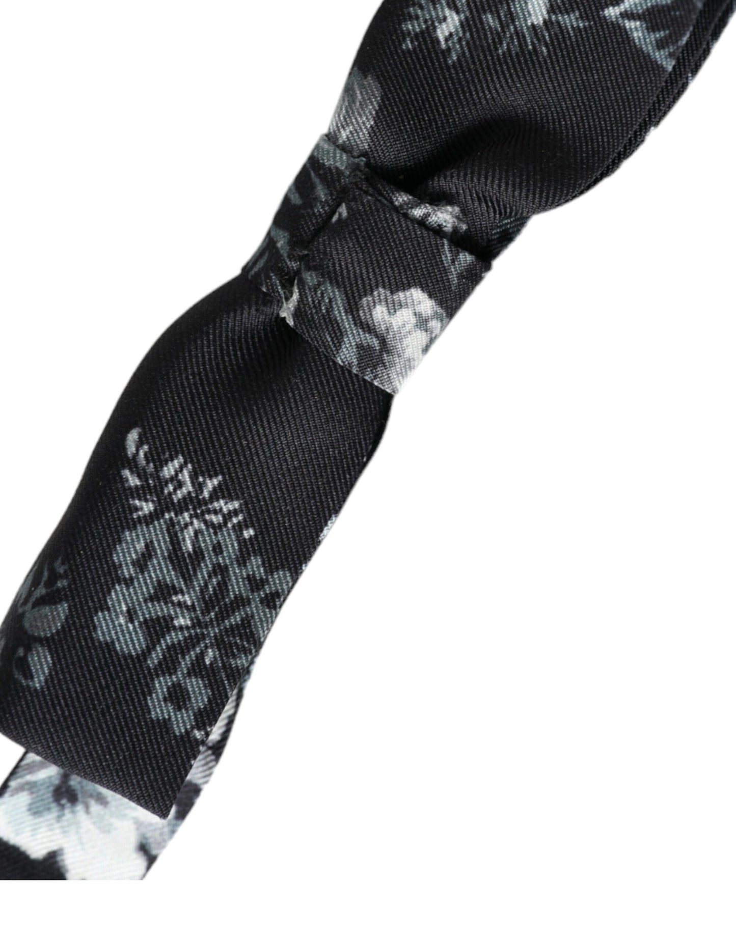 Nœud papillon ajustable en soie noire à fleurs Dolce & Gabbana pour homme