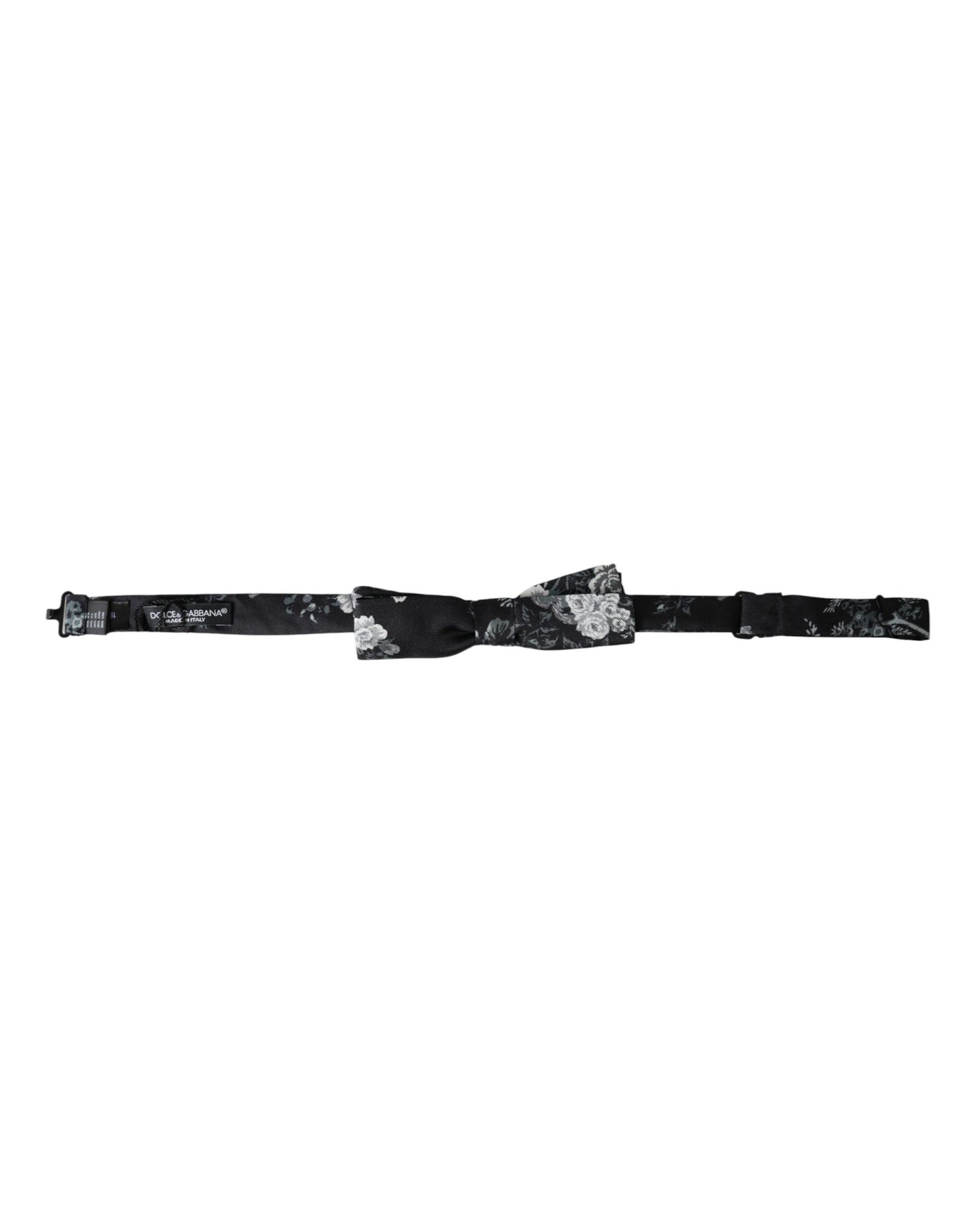Nœud papillon ajustable en soie noire à fleurs Dolce & Gabbana pour homme