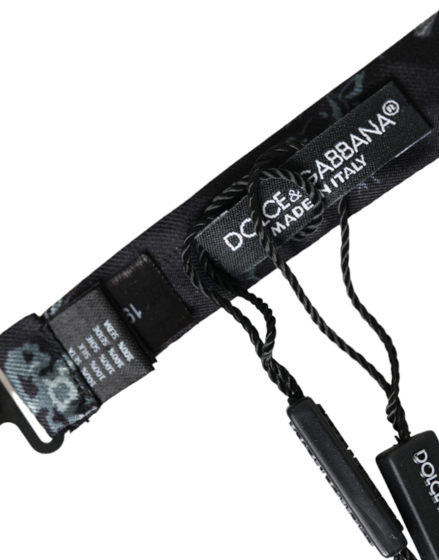 Nœud papillon ajustable en soie noire à fleurs Dolce & Gabbana pour homme