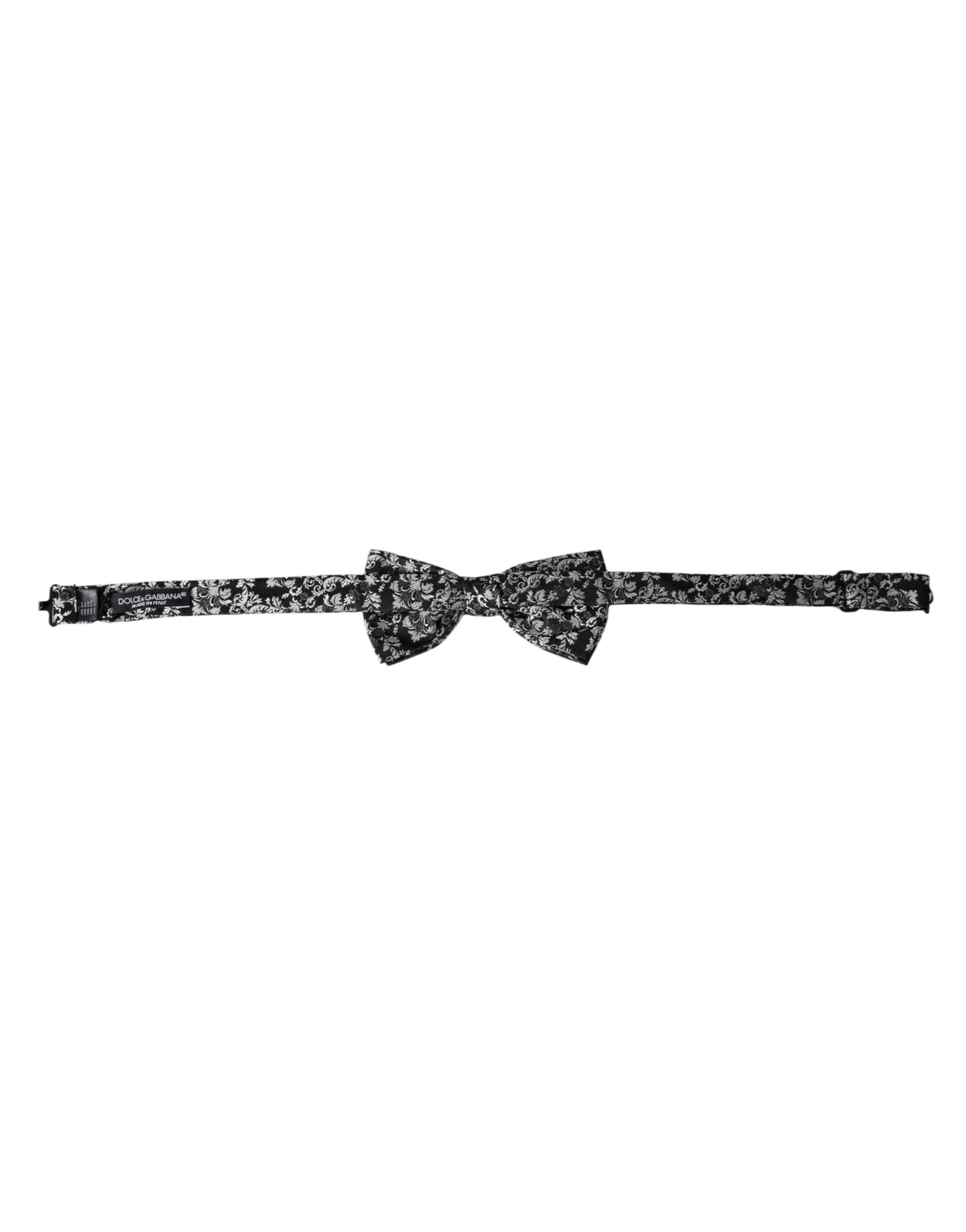 Nœud papillon ajustable en soie noire à fleurs Dolce & Gabbana pour homme